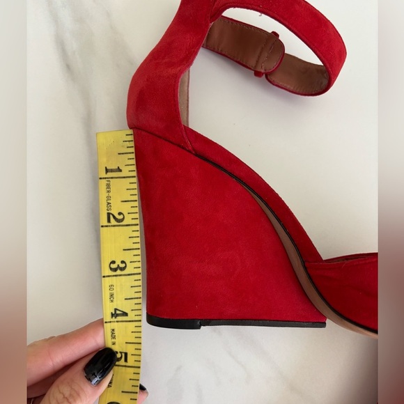 Derek Lam Red Suede Wedge Heels Sz 8 - Picture 12 of 13